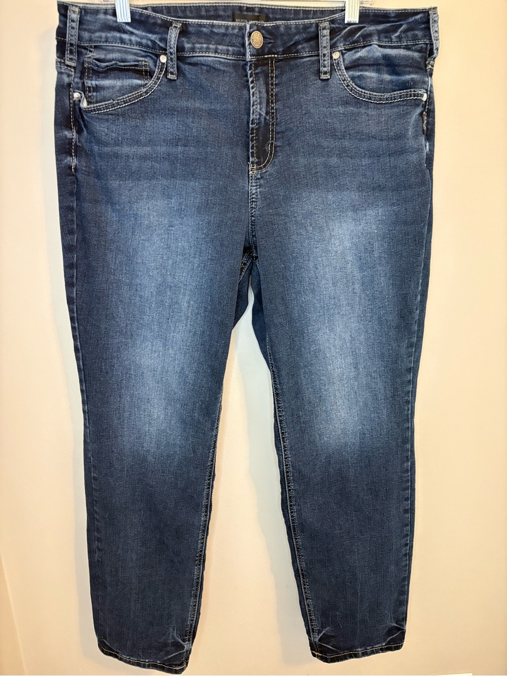 Silver Jeans Suki Straight Jeans Plus Size 34W 31L Dark Wash